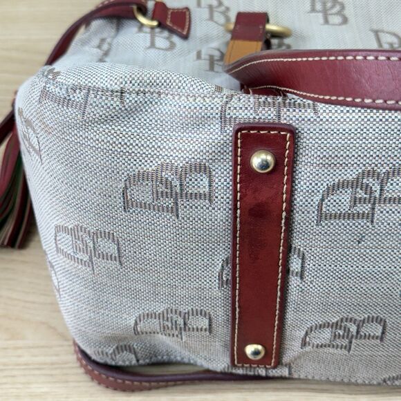 Dooney and Bourke Florentine Jacquard The Smith Bag Large in Red Monogram - Picture 16 of 16
